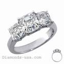 Asscher cut three stone engagement ring