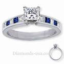 Engagement ring, accent Princess Sapphires & Diamonds