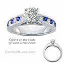 Engagement ring, Round Diamonds & Sapphires