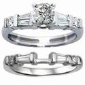 Bridal rings set with Baguette and round diamonds