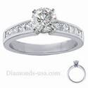 Engagement ring settings, 1 carat side Princess