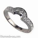 Hand engraved wedding ring with diamonds