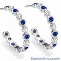 Diamonds and Blue Cylon Sapphires Hoop Earrings