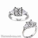 Engagement ring with side diamond Triangles