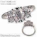 Three stones oval diamond ring,shared prongs
