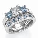 Aququamarines and diamonds bridal set