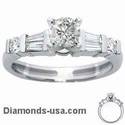 Engagement ring, with Baguette and round diamonds