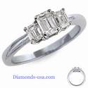 Emerald cut three diamond ring