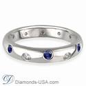 Diamonds & Blue Sapphires wedding ring, 3.7mm.