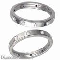 Flat surface diamond wedding ring, 3mm.