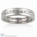 Flat Burnished surface hand engraved Wedding ring