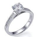 3 mm Engagement ring with side Princess diamonds