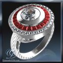 Antique engagement ring Replica, red Rubies