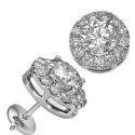 Round diamonds Halo earring studs