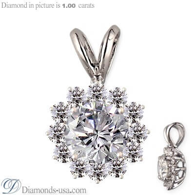 Cluster pendant for round diamonds 