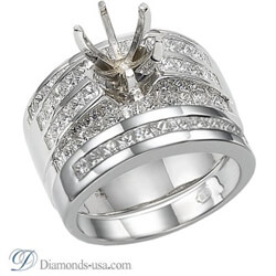 Foto Juego de anillos nupciales con diamantes Princesa de 2,40 quilates de