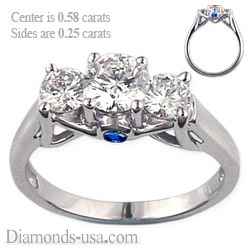 Designers 3 stone diamond ring for smaller rounds