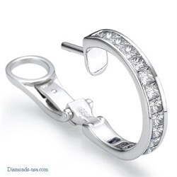 Picture of 3 Carat Princess diamonds channel hoop earrings