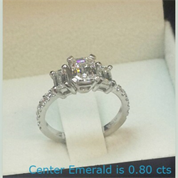 Picture of Delicate band three Emeralds diamond ring