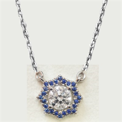 Picture of Halo Royal Blue Sapphires pendant 