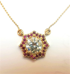 Picture of Halo Red Rubies pendant-The Sun