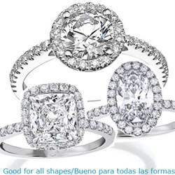 Picture of Classic Halo engagement ring for all shapes,with 1/4 carat side diamonds