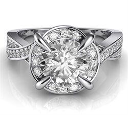 Picture of Crossing bands designers Halo engagement ring, 0.36 cts sides