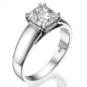 Wide Cathedral solitaire engagement ring with Cushion