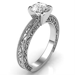 Picture of Filigree Designers model prongs head Solitaire engagement ring
