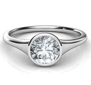 Front view of a bezel set engagement ring
