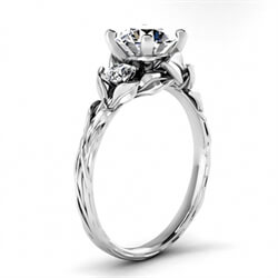 Foto Adorno de hoja de estilo vintage anillo de compromiso-Sharon de