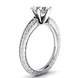 Picture of Vintage style wheat pattern leaves solitaire enagement ring-Carol