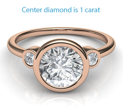 Rose Gold Bezel set Engagement ring with side diamonds, tailored to your chosen diamond