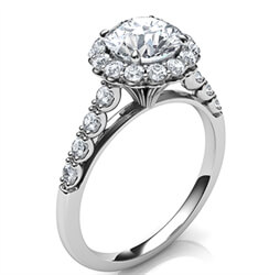 Foto Diseñadores, anillo de compromiso de diamantes laterales con halo de 0.32 quilates vintage de