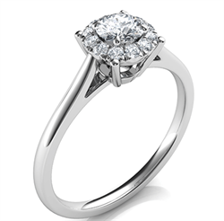 Foto Delicado anillo de compromiso preestablecido con halo 0,42 quilates en total de