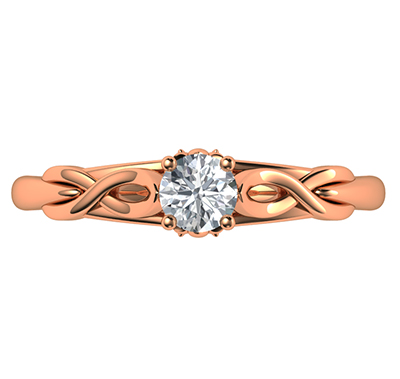 Leaf motif infinity Solitaire engagement ring, For smaller diamonds