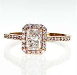 Picture of Ready to ship, 0.70 carat Radiant D VS2+0.30 sides, engagement ring,  in 14k Rose Gold