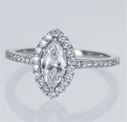 Foto Listo para enviar, diamante marquesa de 0,56 quilates D VS2 +0,35 lados, anillo de compromiso, en oro blanco de 14 k de