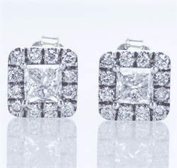 Picture of Pair of Princess diamond earrings 1.10 carat TW