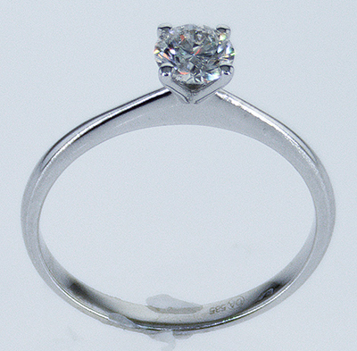 Diamante natural F VS1 de 0,41 quilates, 4,8 mm, anillo de compromiso de talla ideal