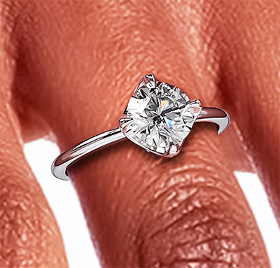 Low Profile Hidden Diamonds Crown, East-West Engagement Ring Setting