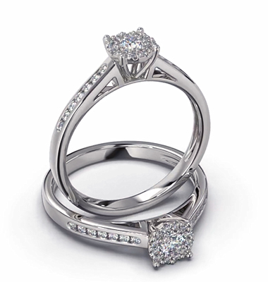 0,22 quilates totales, F SI1 corte muy bueno, anillo de compromiso de diamantes naturales
