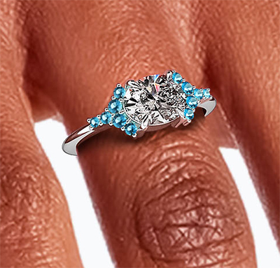 Aquamarine sides engagement ring setting for Ovals and Rounds
