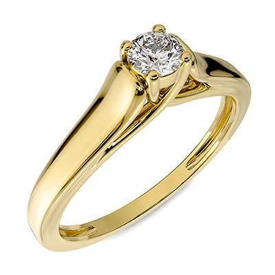 Diamante natural F SI1 de 0,10 quilates, anillo de compromiso con acabado Trellis