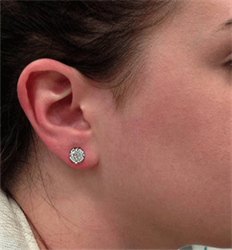 Picture of  Pair of natural diamond earrings 1.82 carats total, 0.90 G VS1 SN1588976+ G  VS2, both Ideal-Cut, in 14k White