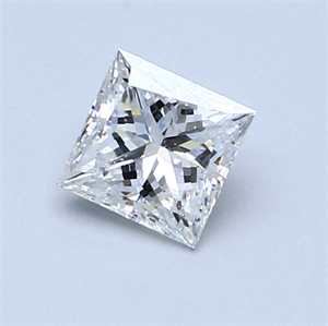 0.71 Carats, Princess Diamond with  Cut, F Color, SI1 Clarity and Certified by GIA
