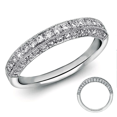 Generations, three sides covered with diamonds wedding band