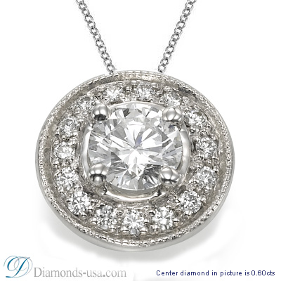 Pendant for rounds with surrounding diamonds