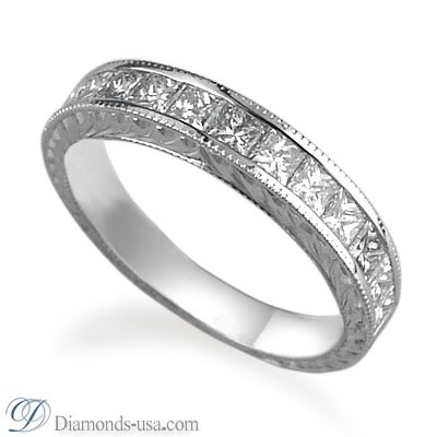 1.00 carats Antique style Wedding or Anniversary Princess ring
