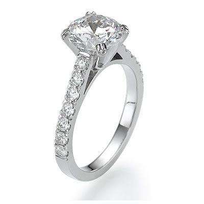 0.29 Carats, Round, Engagement ring with side stones settings